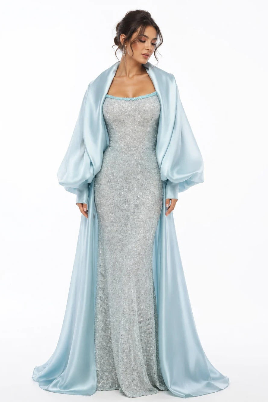 Embroidered Gown with Bolero Jacket