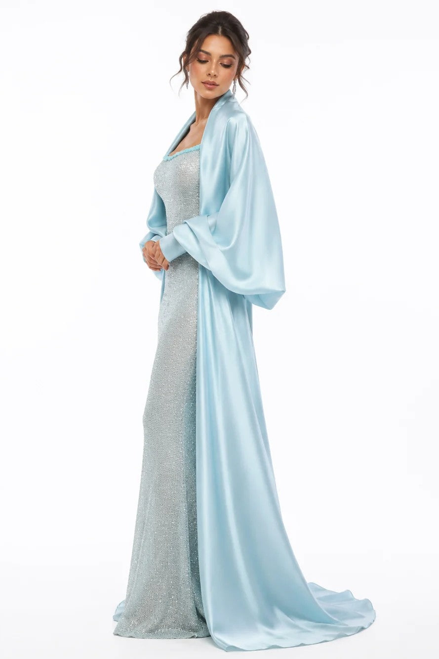 Embroidered Gown with Bolero Jacket