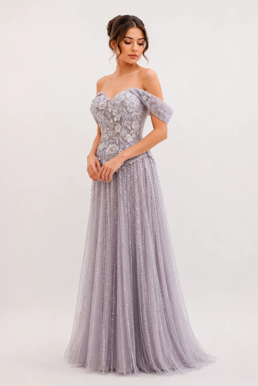 Embroidered Corset & Sequin Tulle Skirt Set