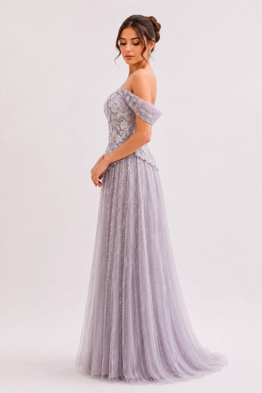 Embroidered Corset & Sequin Tulle Skirt Set