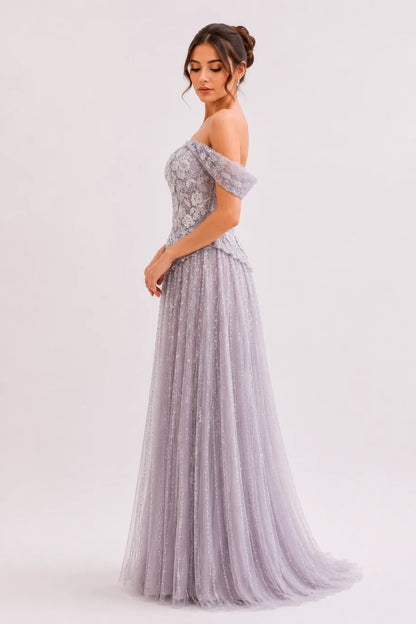 Embroidered Corset & Sequin Tulle Skirt Set
