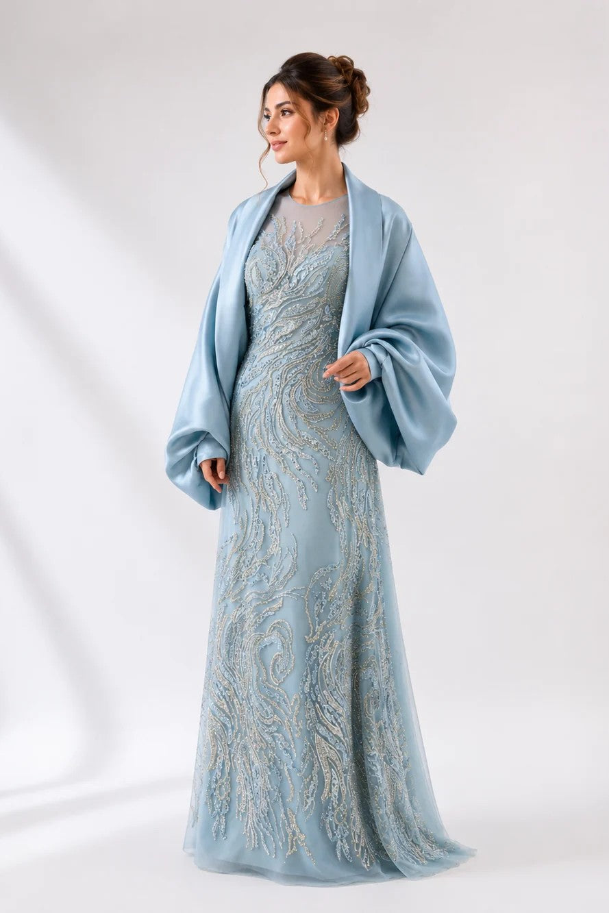 Embroidered Dress with Bolero Jacket