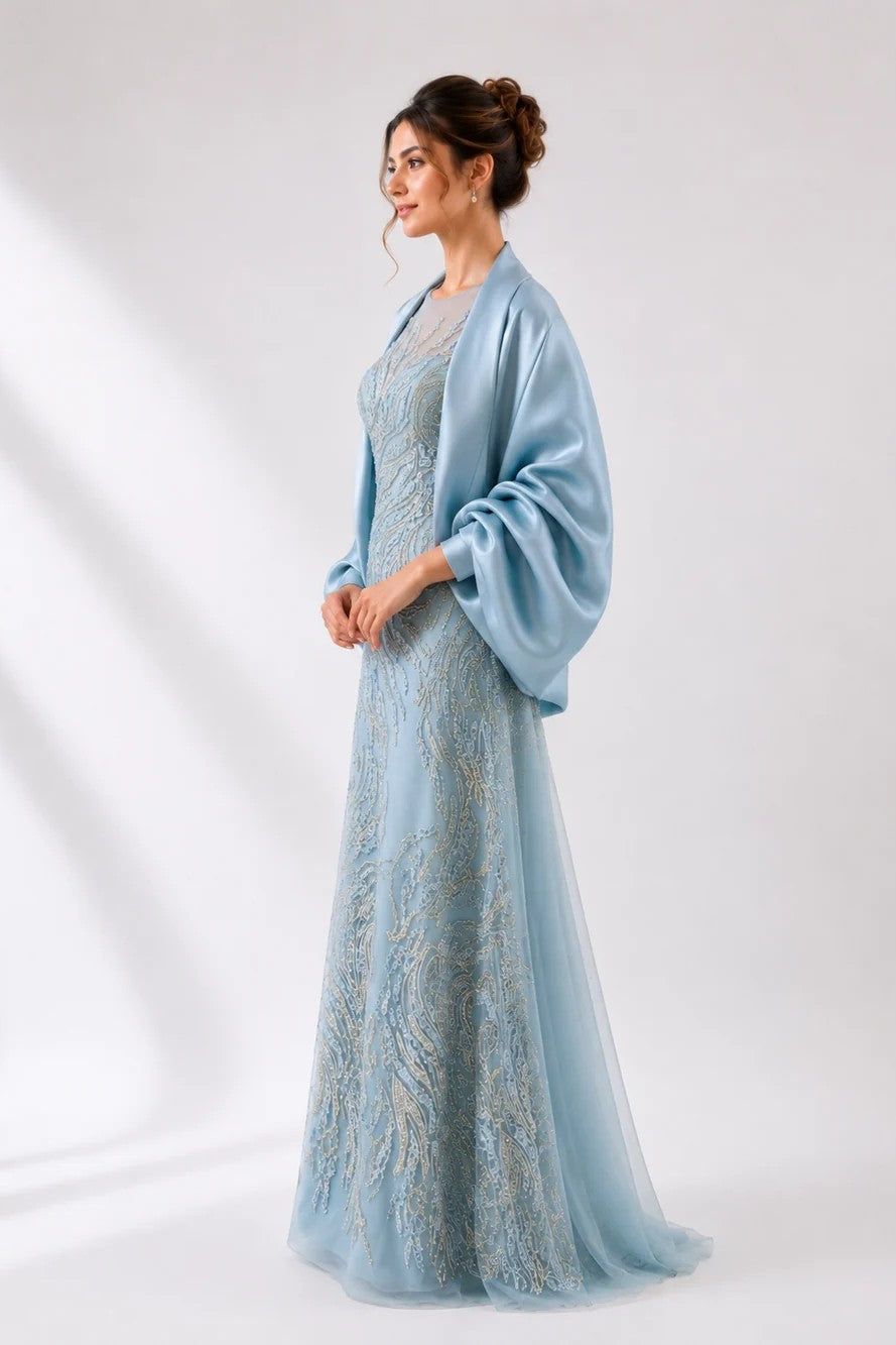 Embroidered Dress with Bolero Jacket