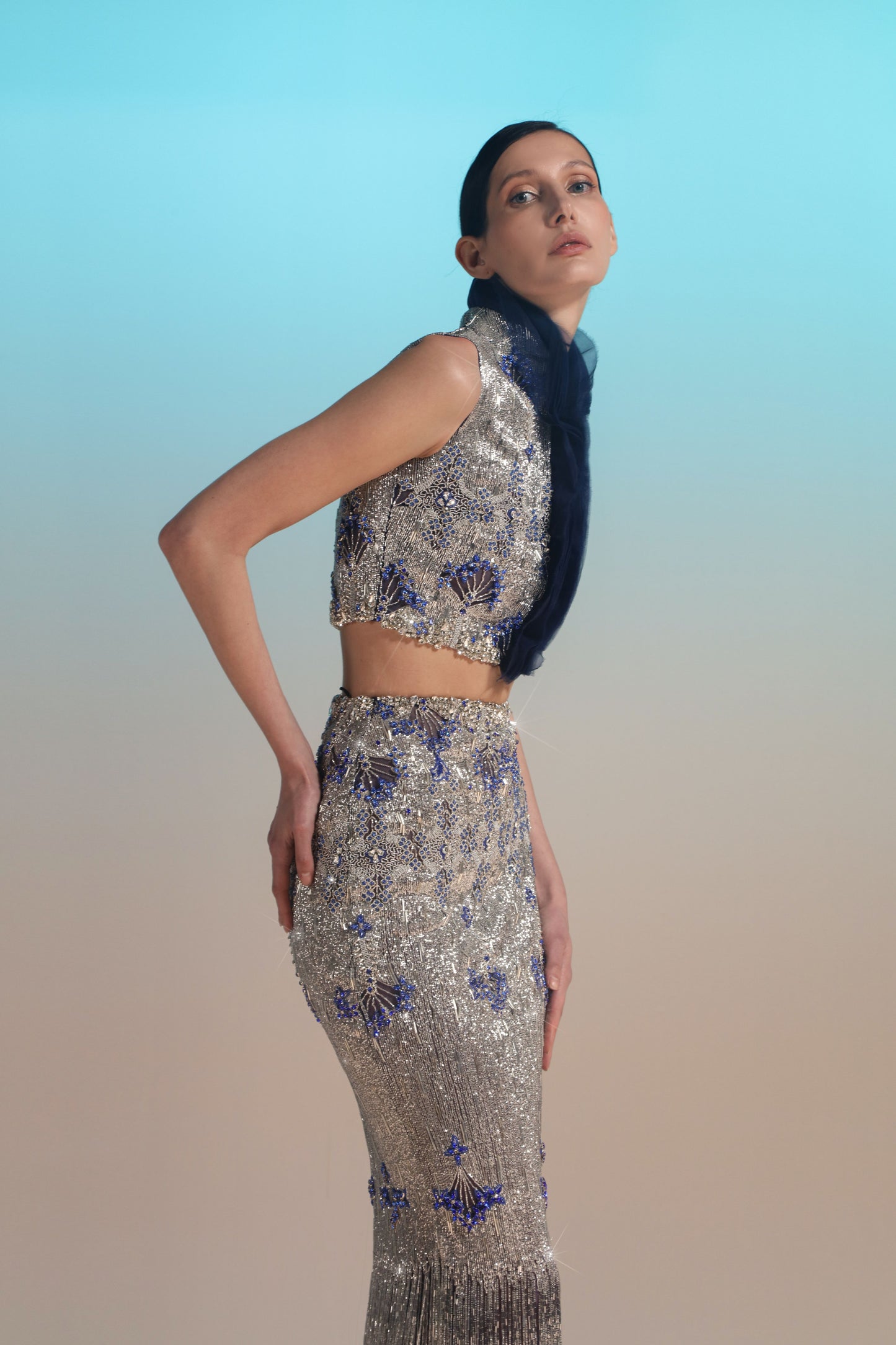 Two-Piece Fully Beaded Gown