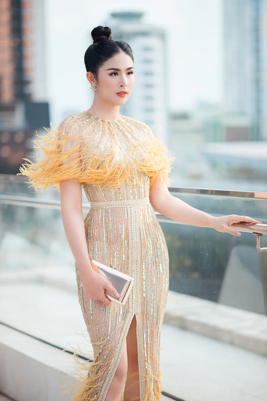 Sunset Cape Mermaid Gown