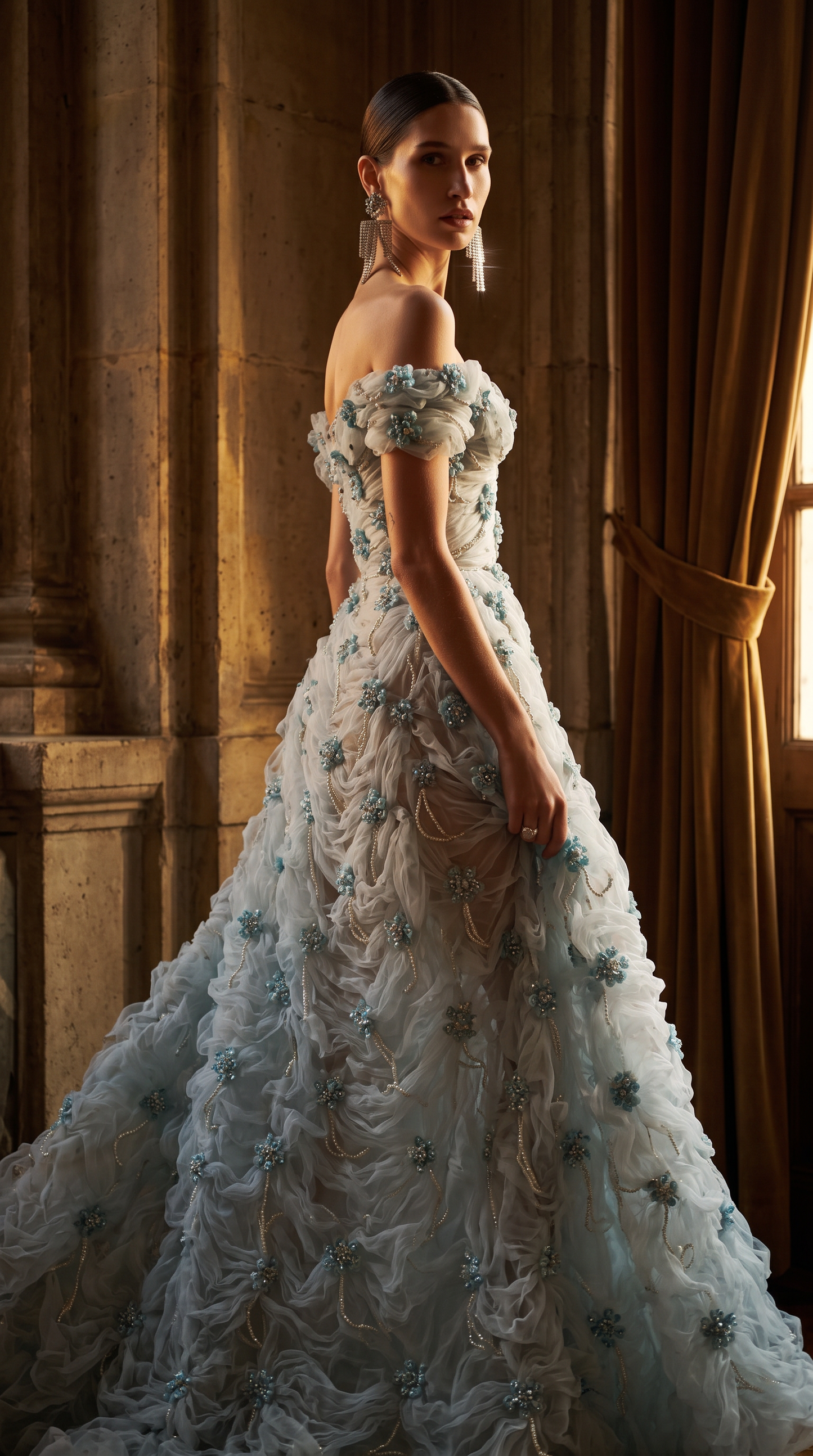 Off-Shoulder Evening Gown