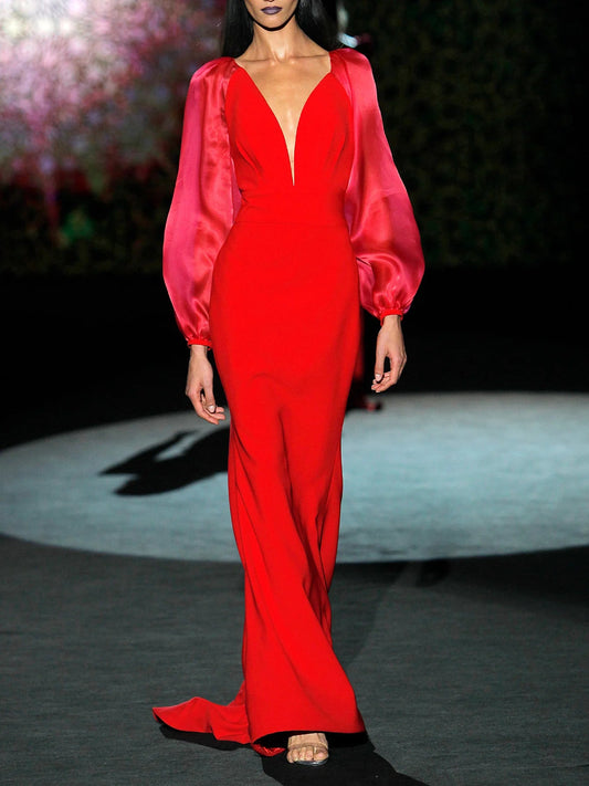 Long Organza Sleeve Dress