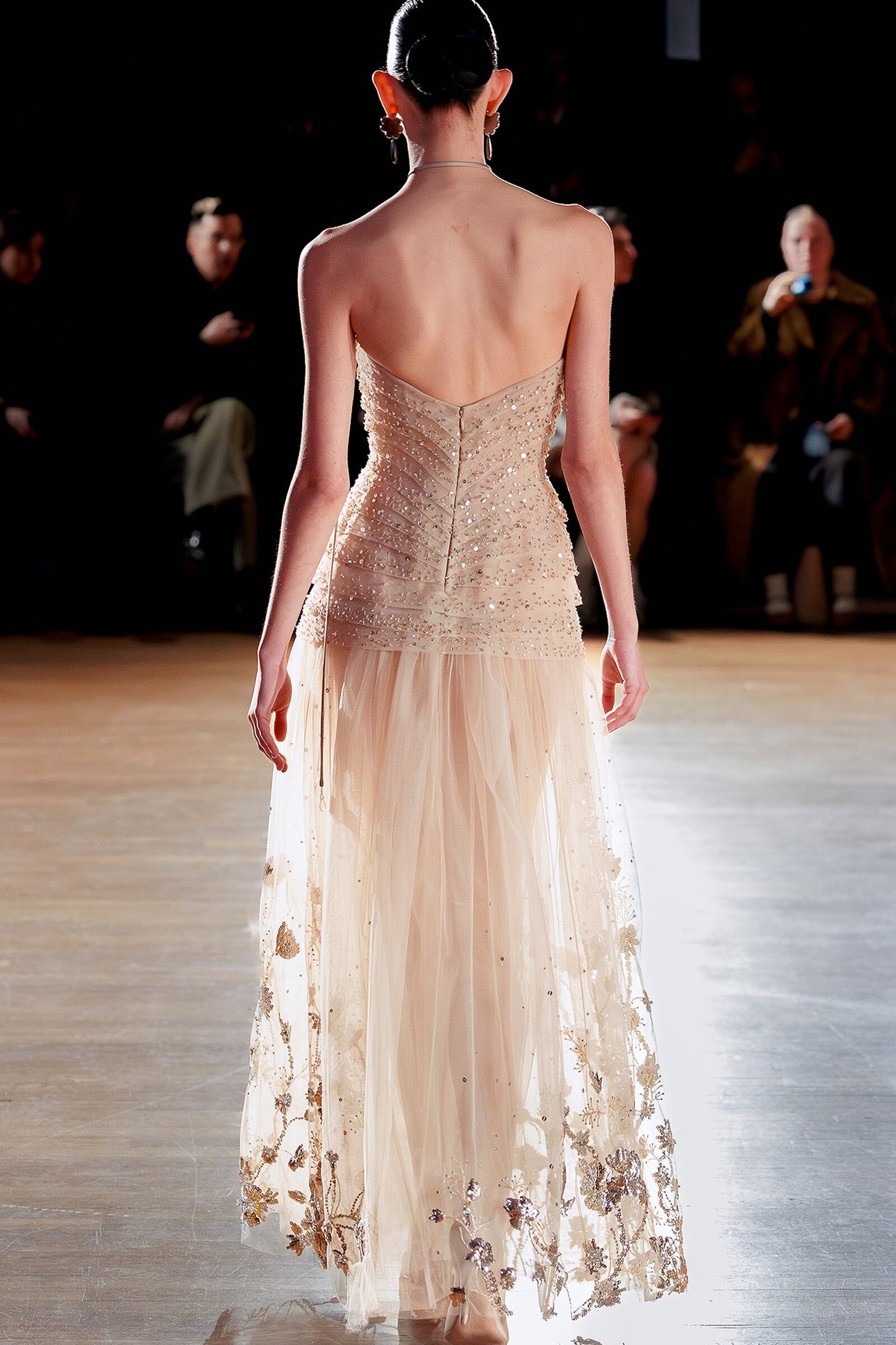 Strapless Embellished Maxi Dress