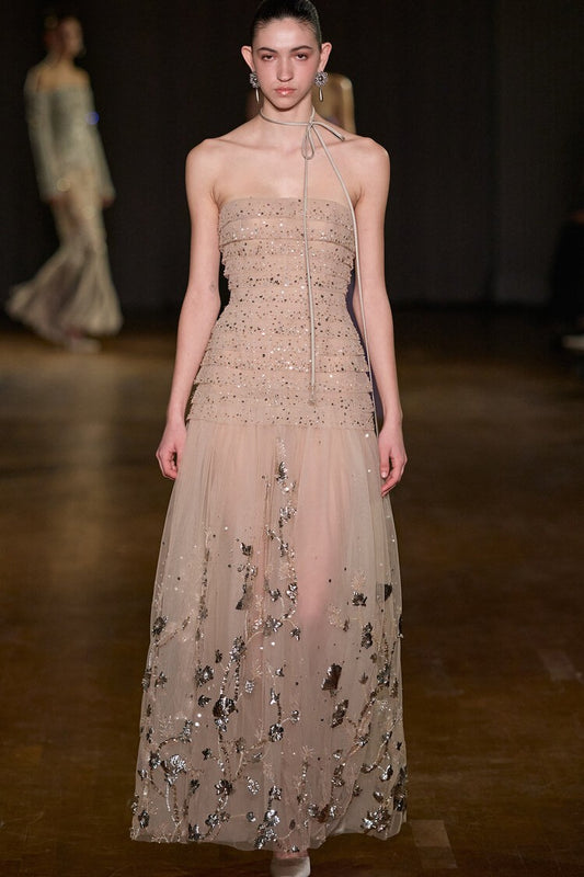 Strapless Embellished Maxi Dress