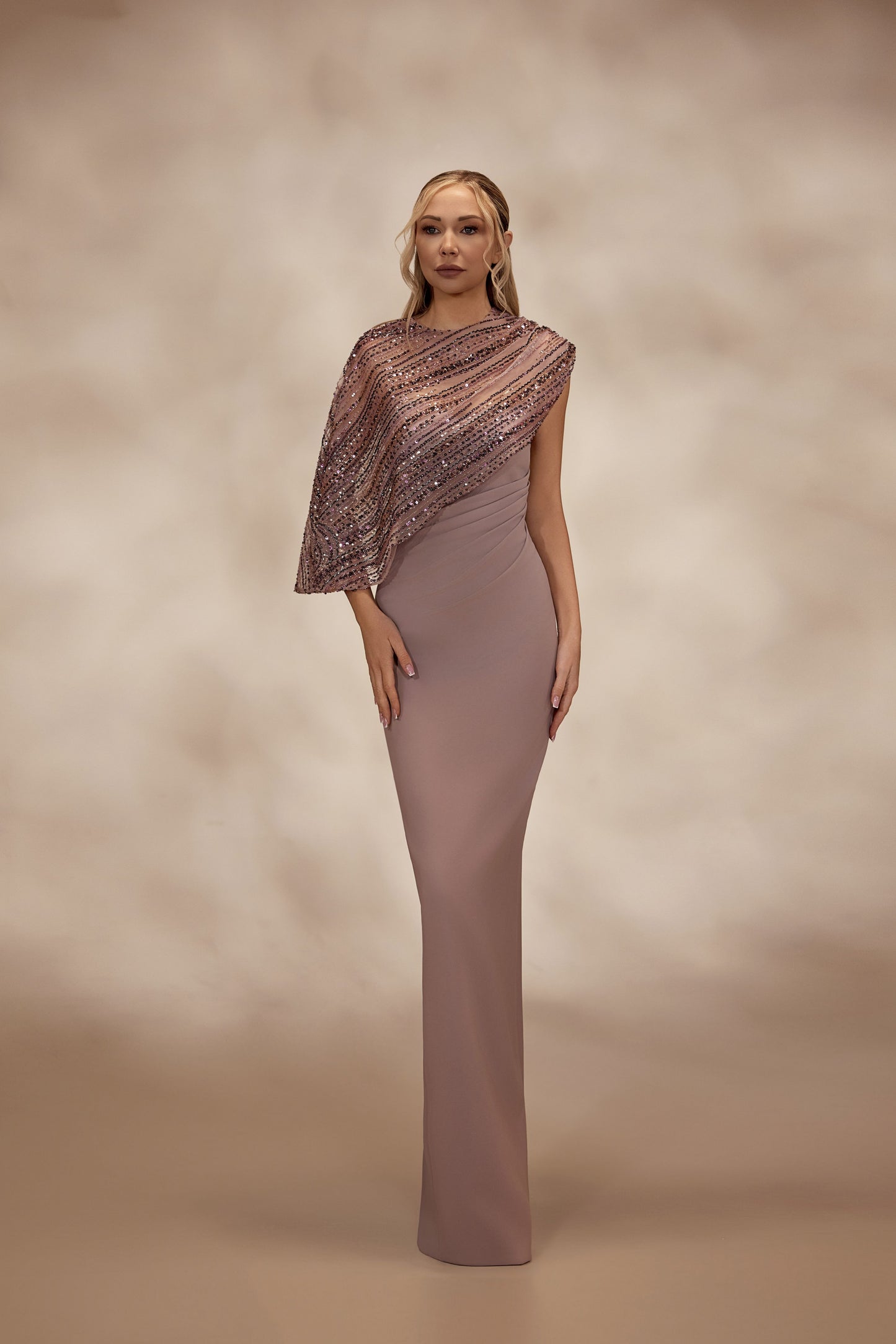 Strapless Crepe Rosewood Dress