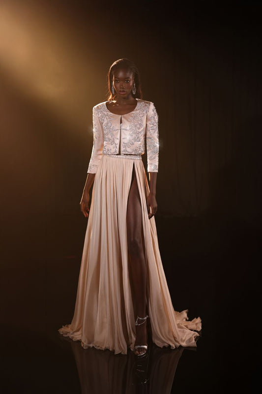 Beaded Silky Gown & Jacket