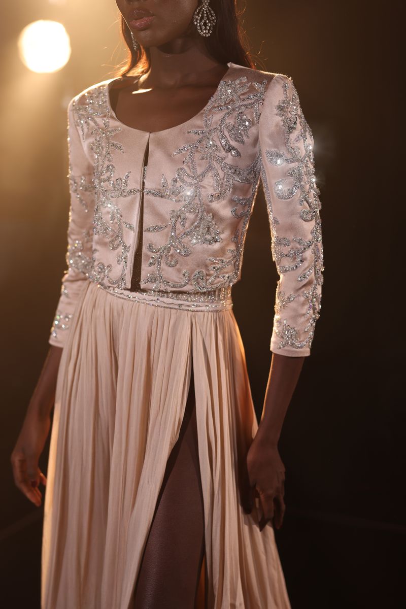 Beaded Silky Gown & Jacket