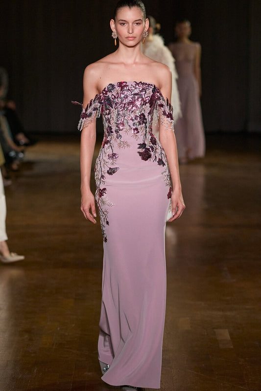 Off-Shoulder Embellished Maxi Dress