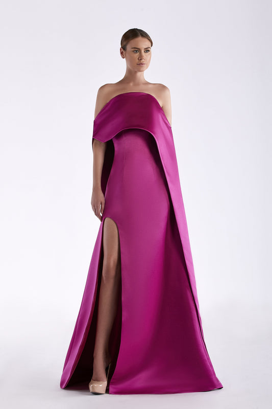 Strapless Satin Voile Gown