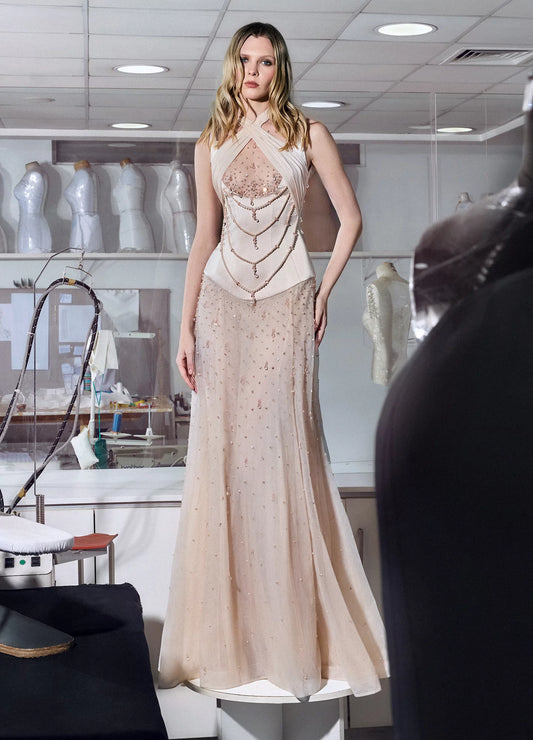 Sleeveless Halter Gown