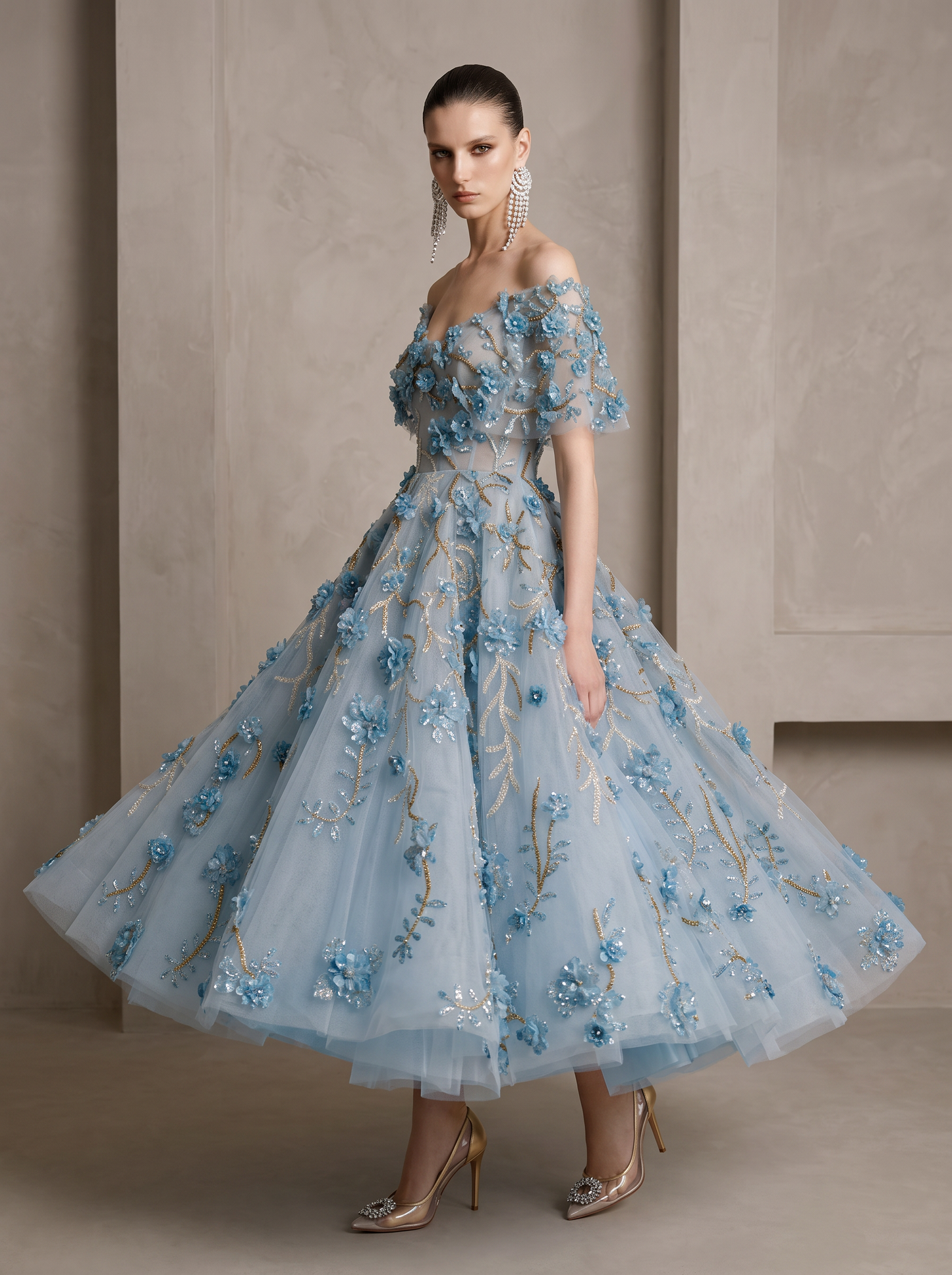 Off-Shoulder Midi Dress