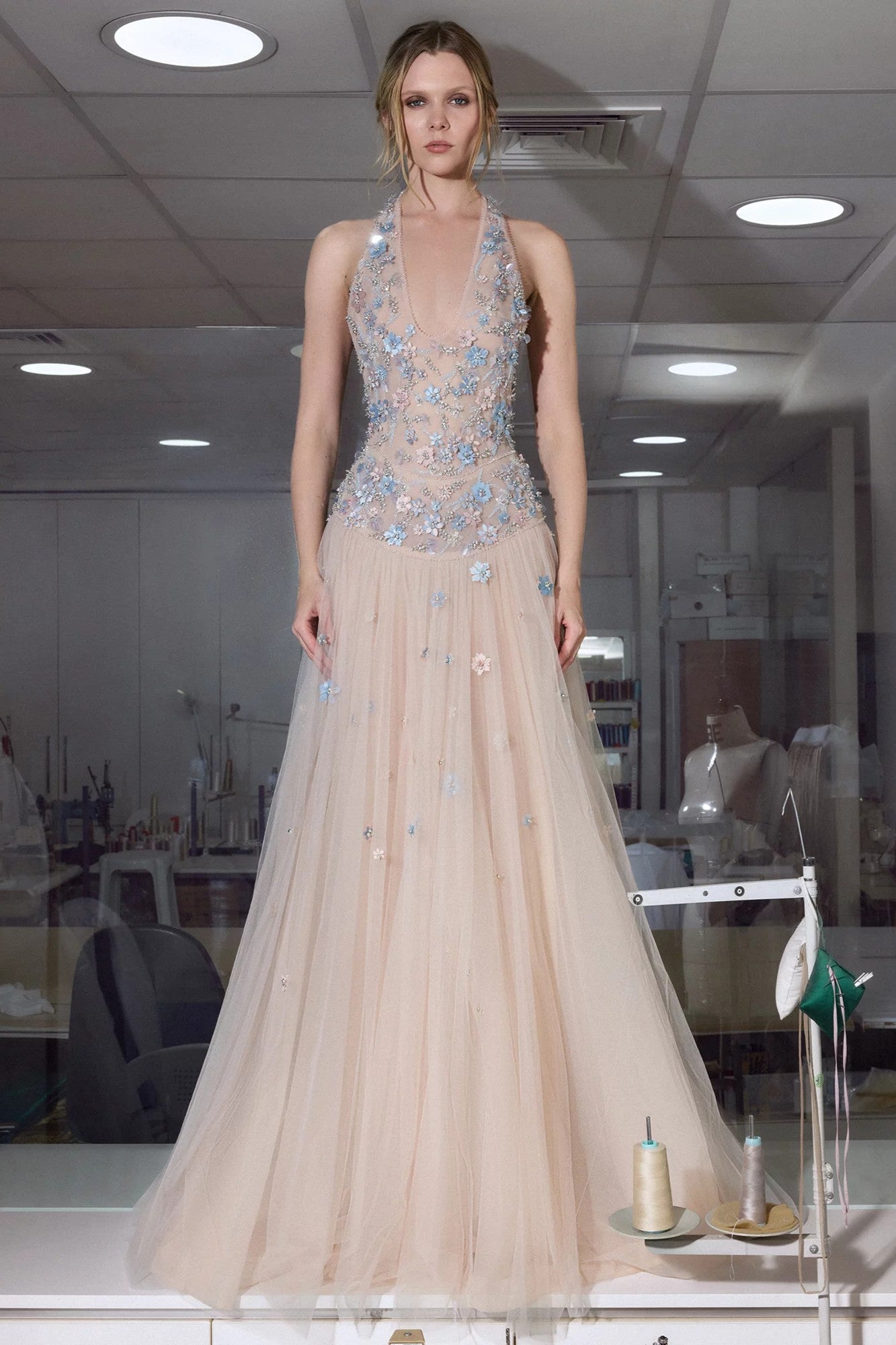 Sleeveless Halter Gown