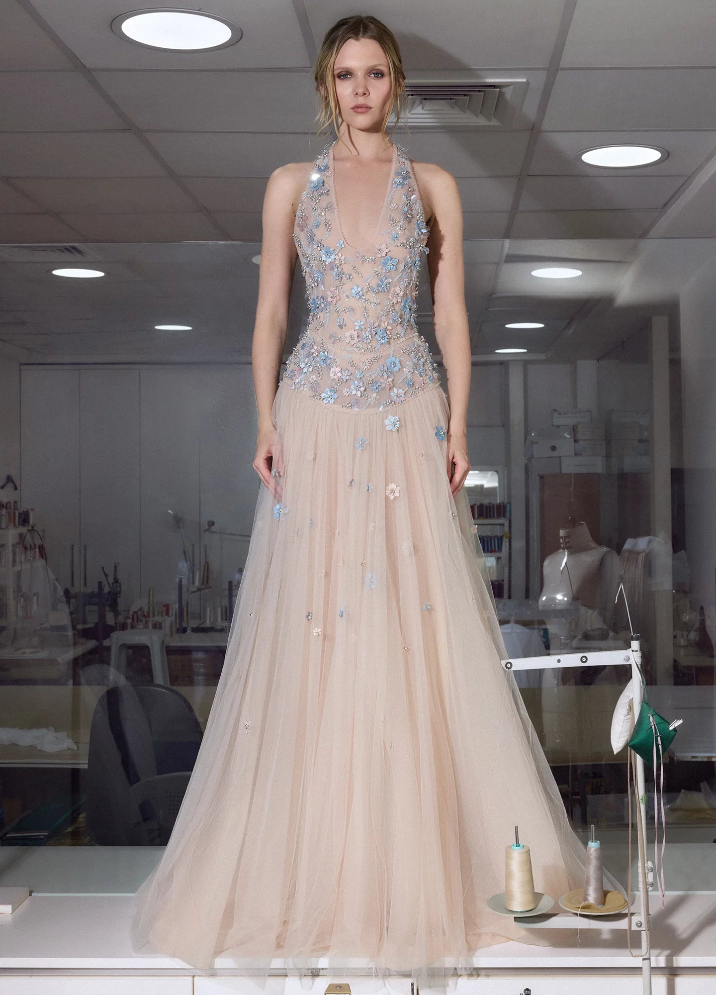 Sleeveless Halter Gown