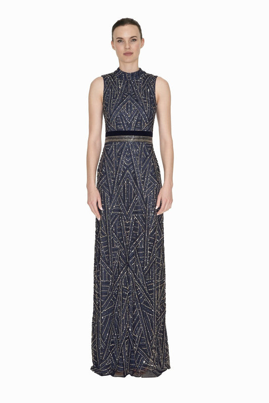 Sleeveless Beaded Gown