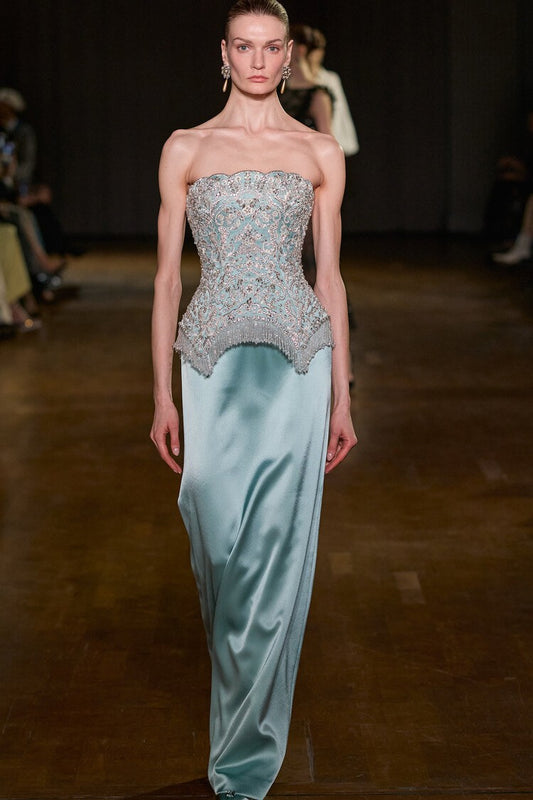 Strapless Embellished Maxi Dress