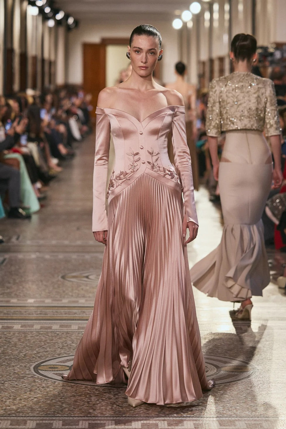 Off Shoulder Satin Gown