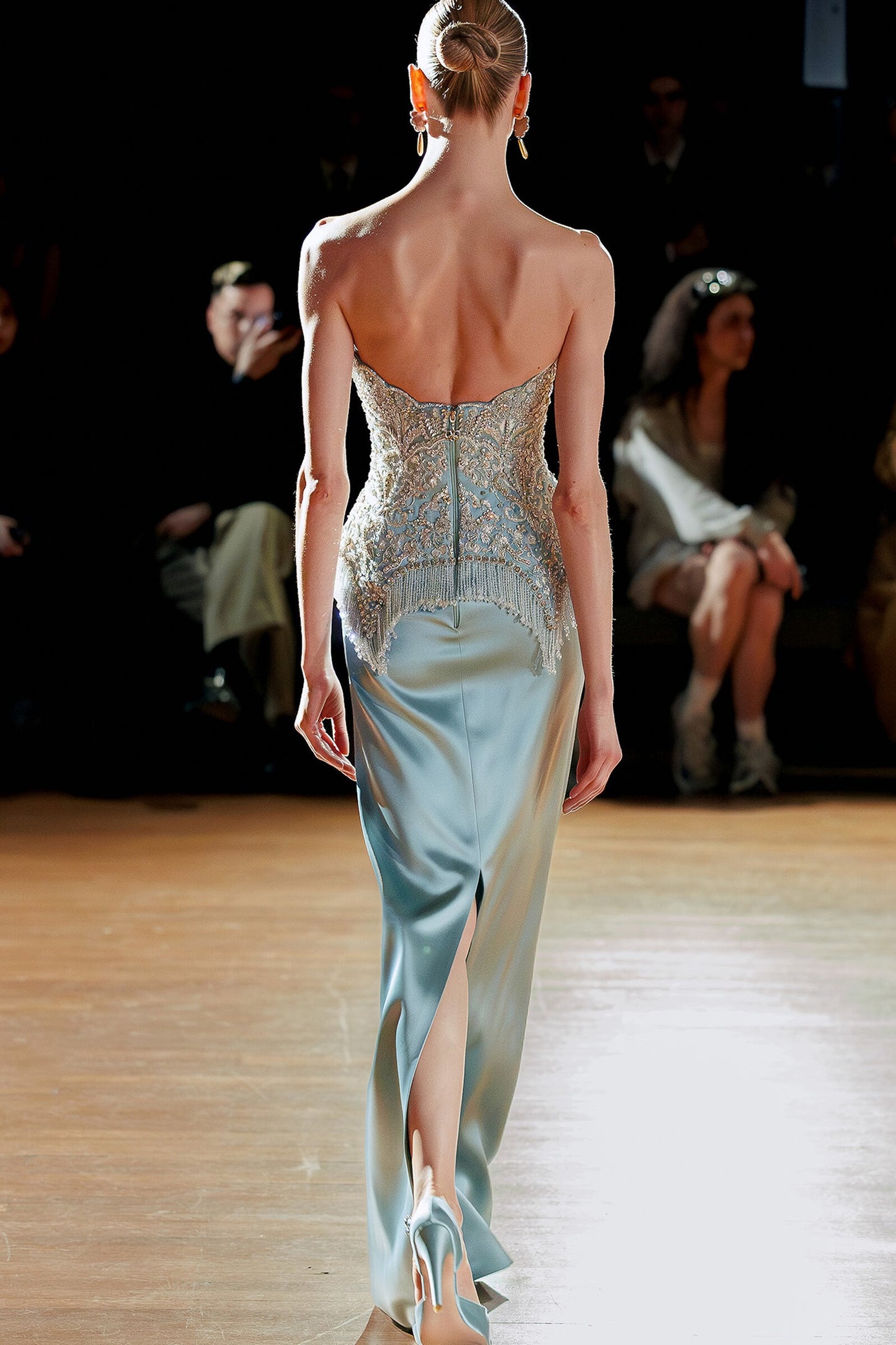 Strapless Embellished Maxi Dress