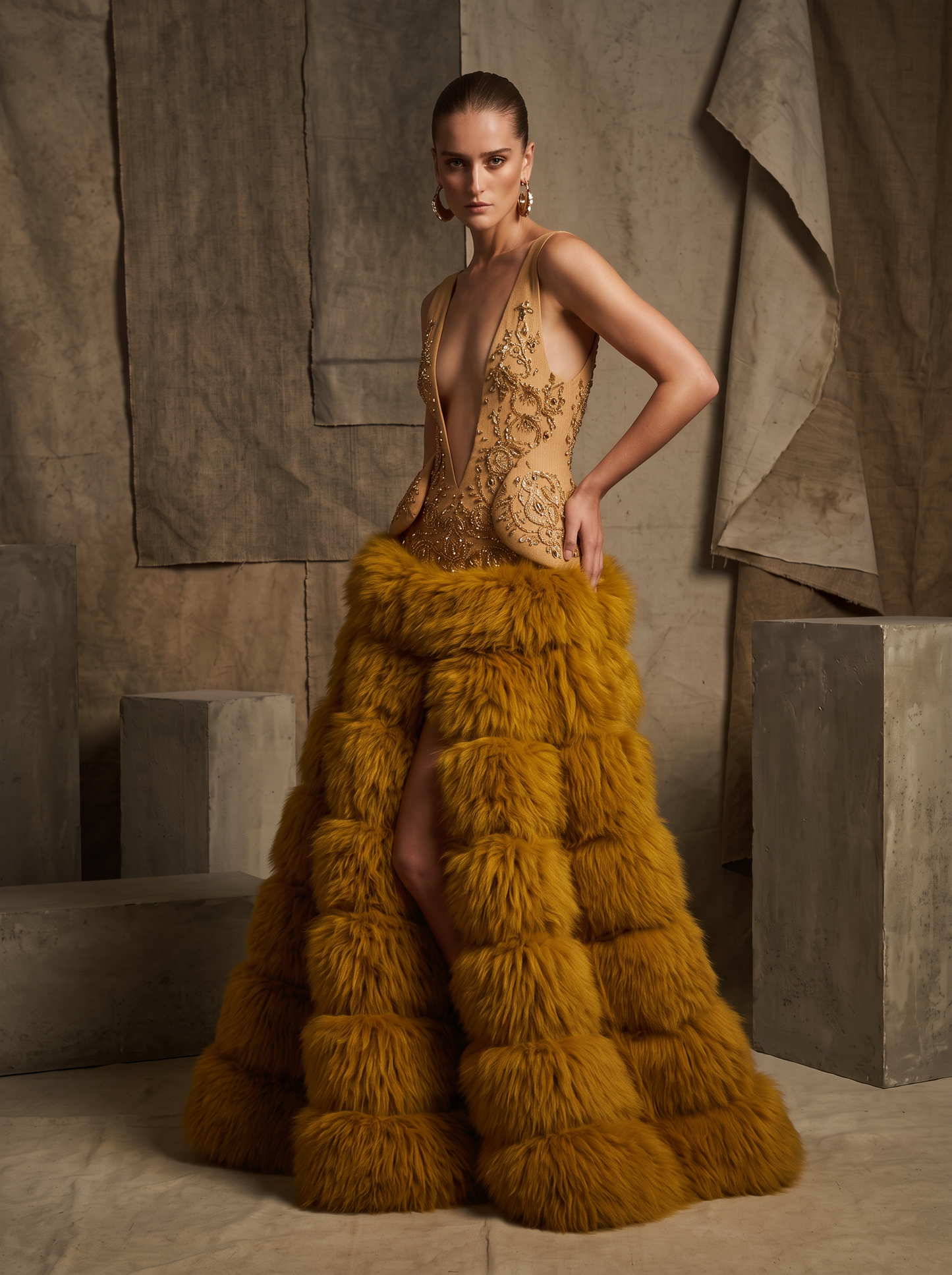 Sleeveless V-Neck Gown