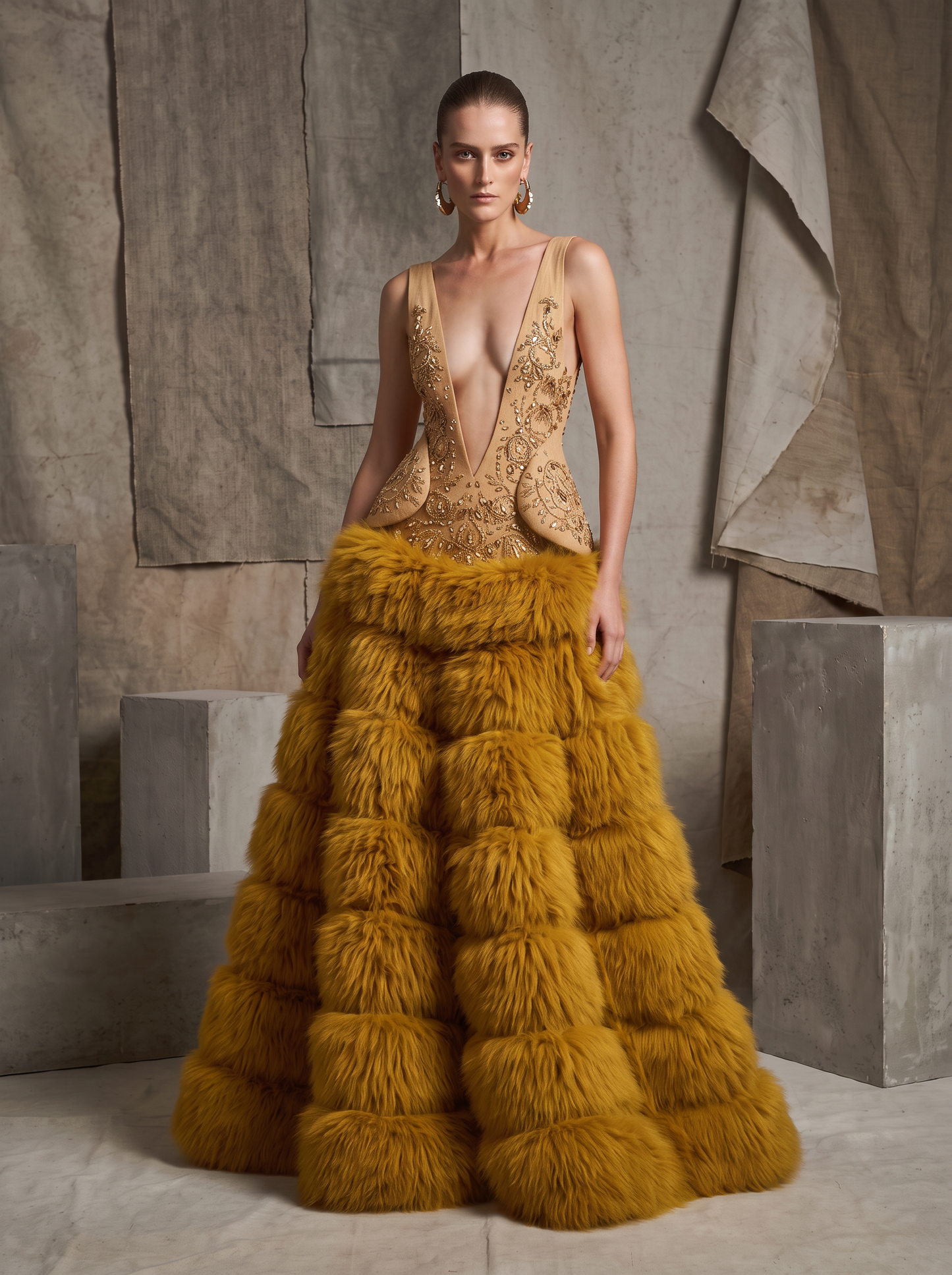 Sleeveless V-Neck Gown