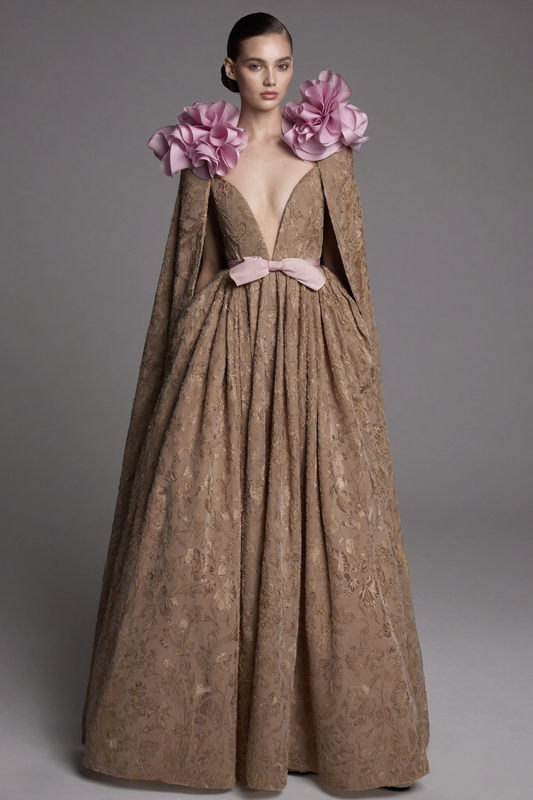 Regal Cape Sleeve Gown