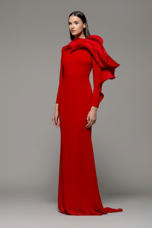 Ruffled Long Sleeve Casar Gown