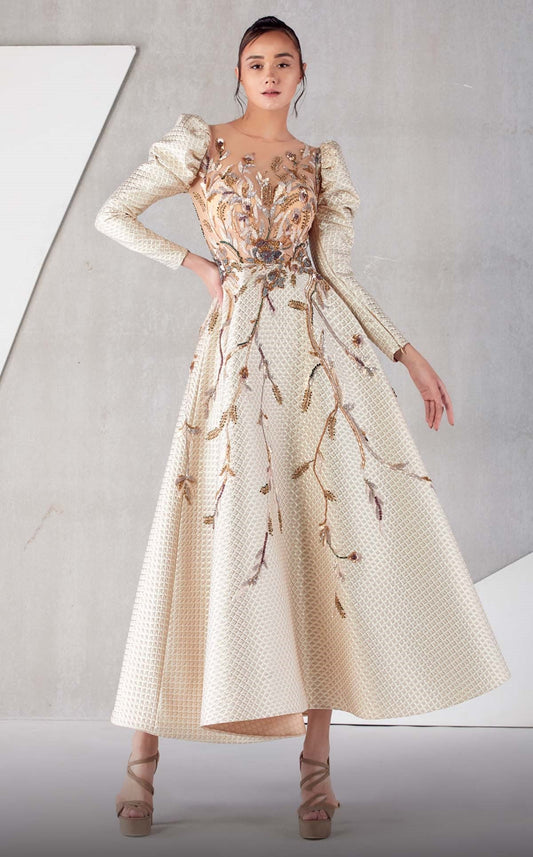 Long Sleeve Embellished Midi Dress