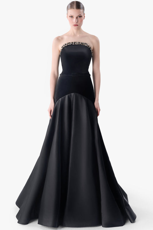 Embellished Black Evening Gown