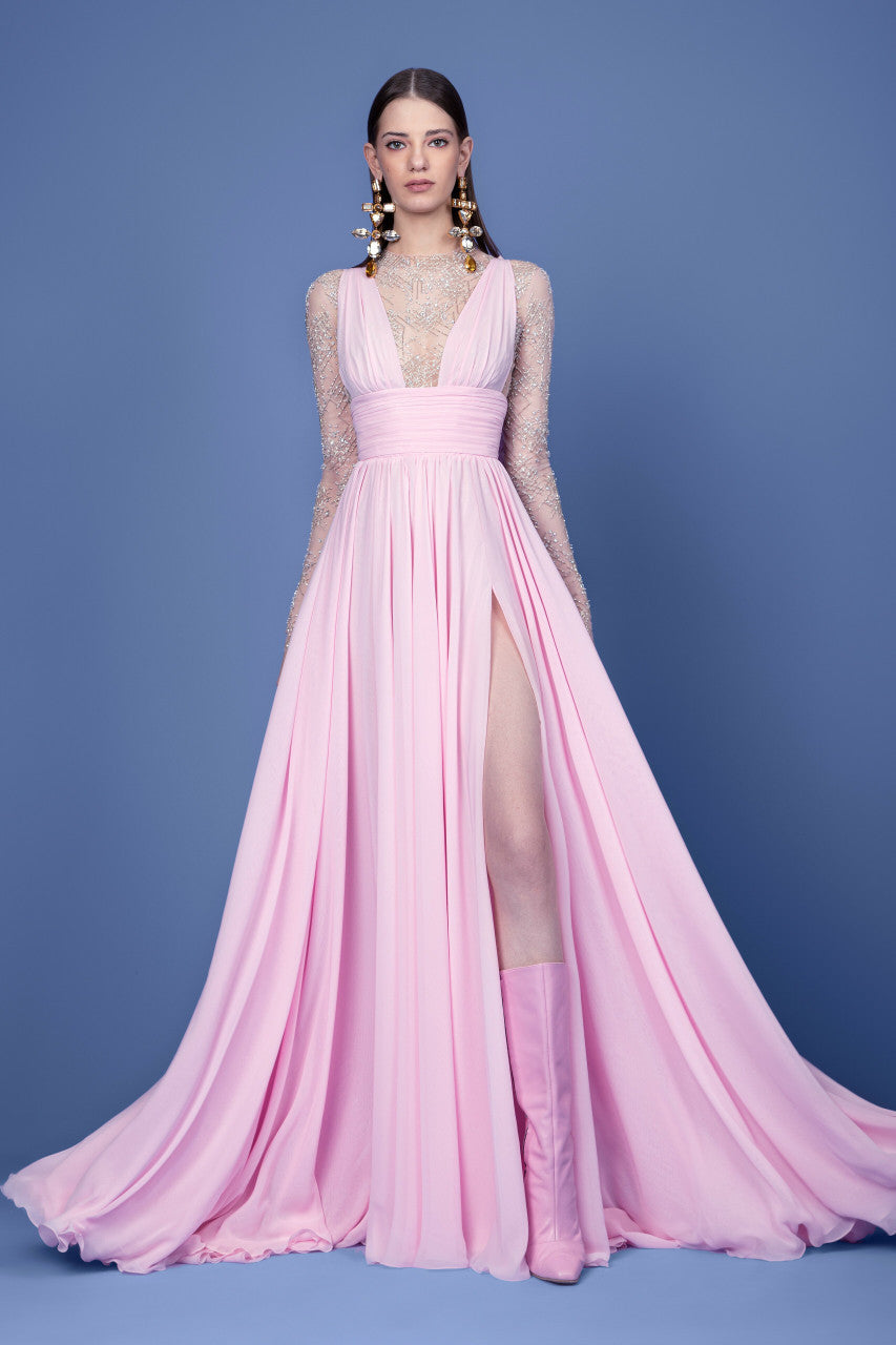 Stretch Body Chiffon Gown