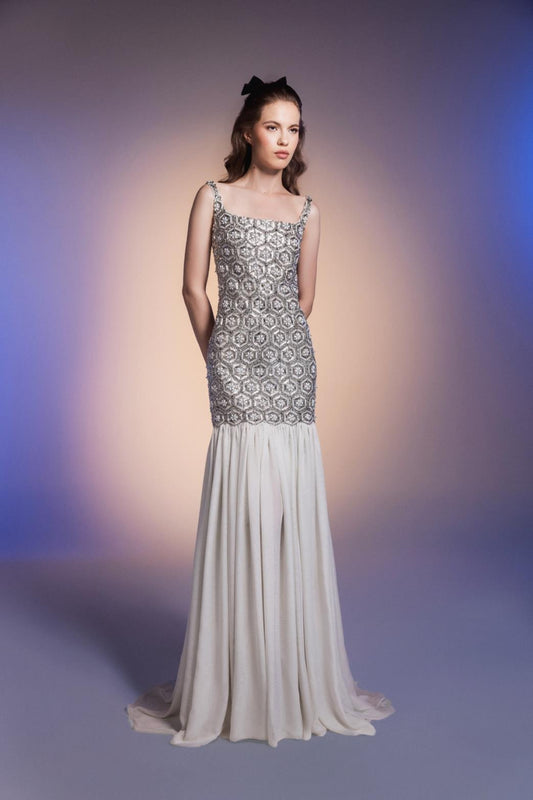 Geometric Dropwaist Gown