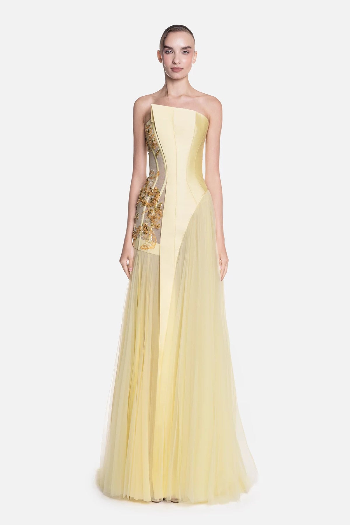 Strapless Asymmetric Gown