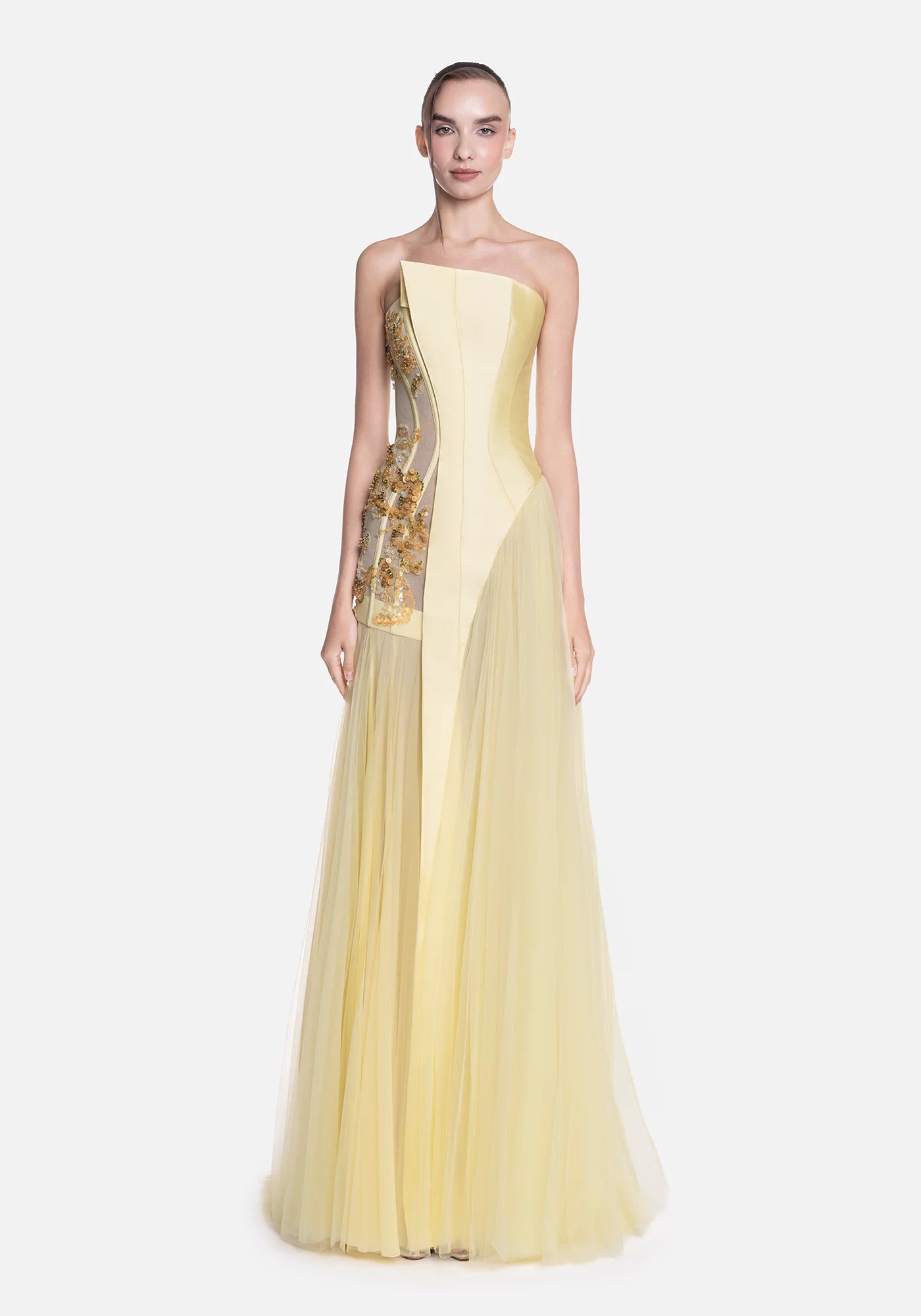 Strapless Asymmetric Gown