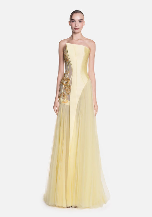 Strapless Asymmetric Gown