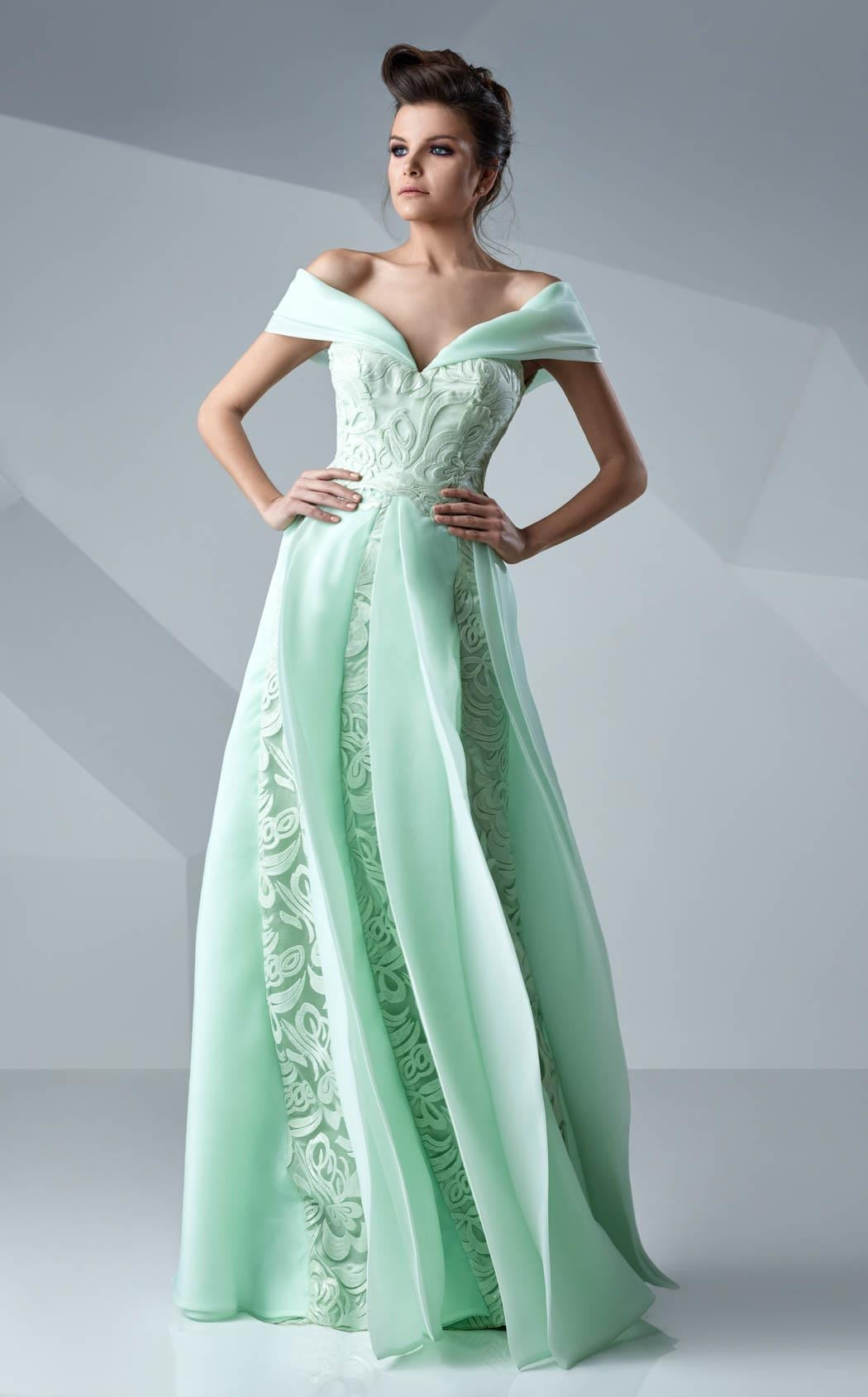 Off Shoulder Applique Gown