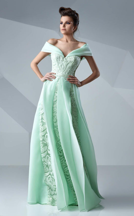 Off Shoulder Applique Gown