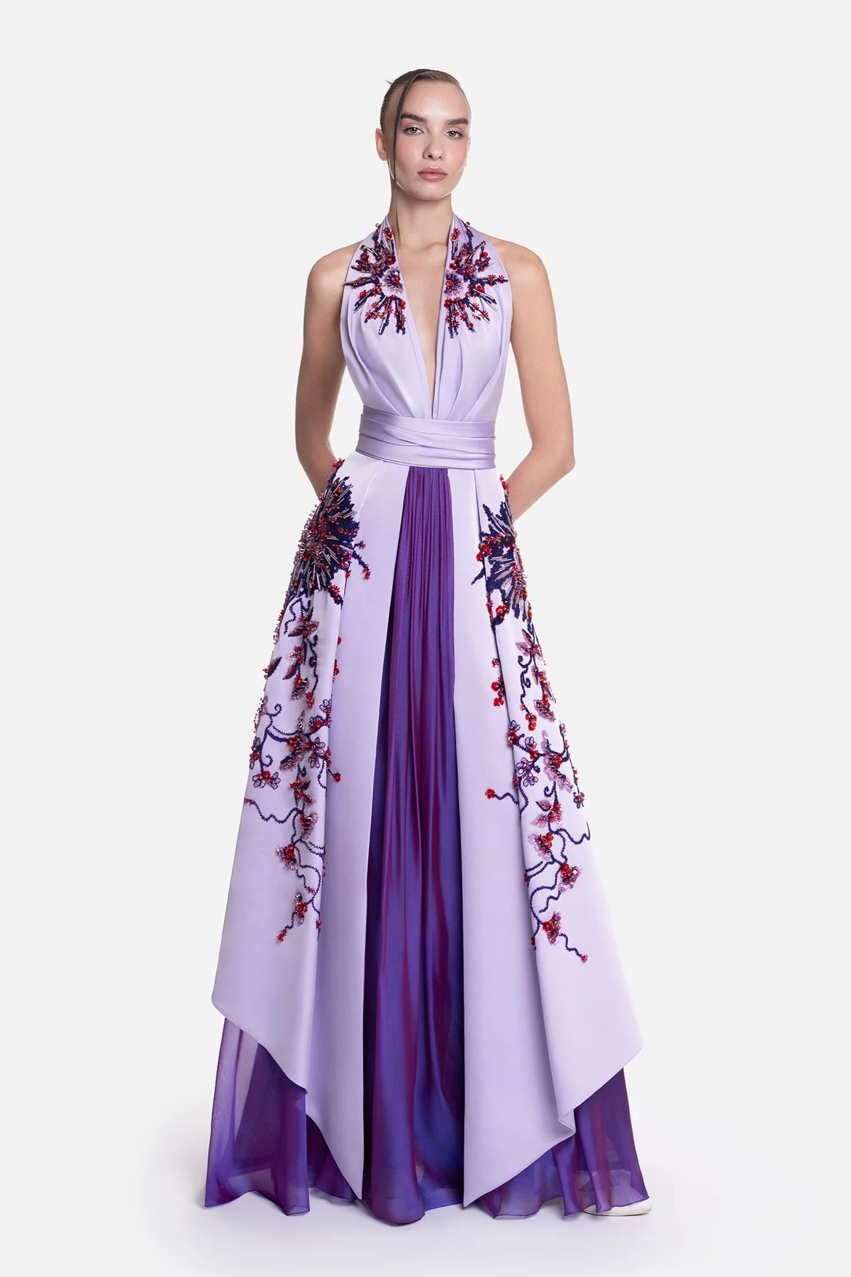 Vestido halter sin mangas