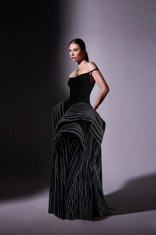 Structured Chiffon Panels Dress