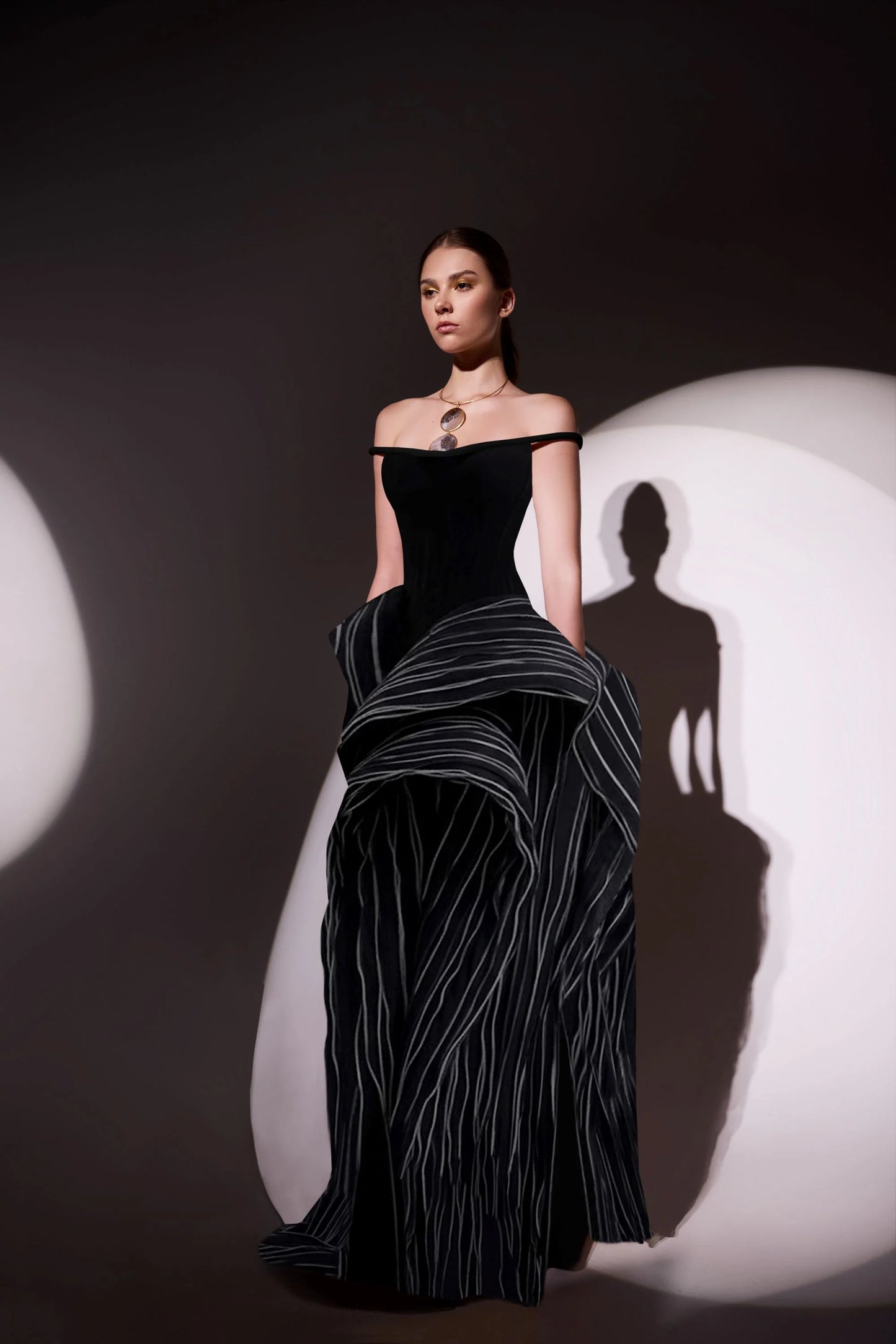 Structured Chiffon Panels Dress