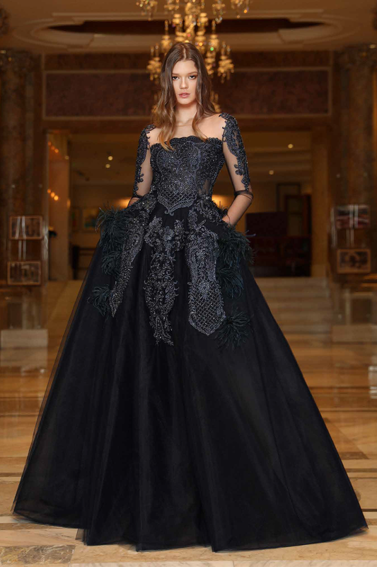 Long Sleeve Ball Gown