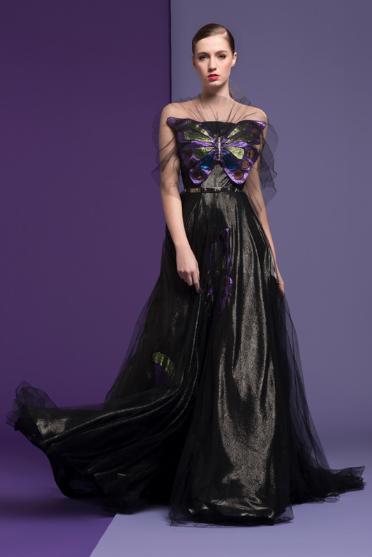 Black Strapless Catherine Gown