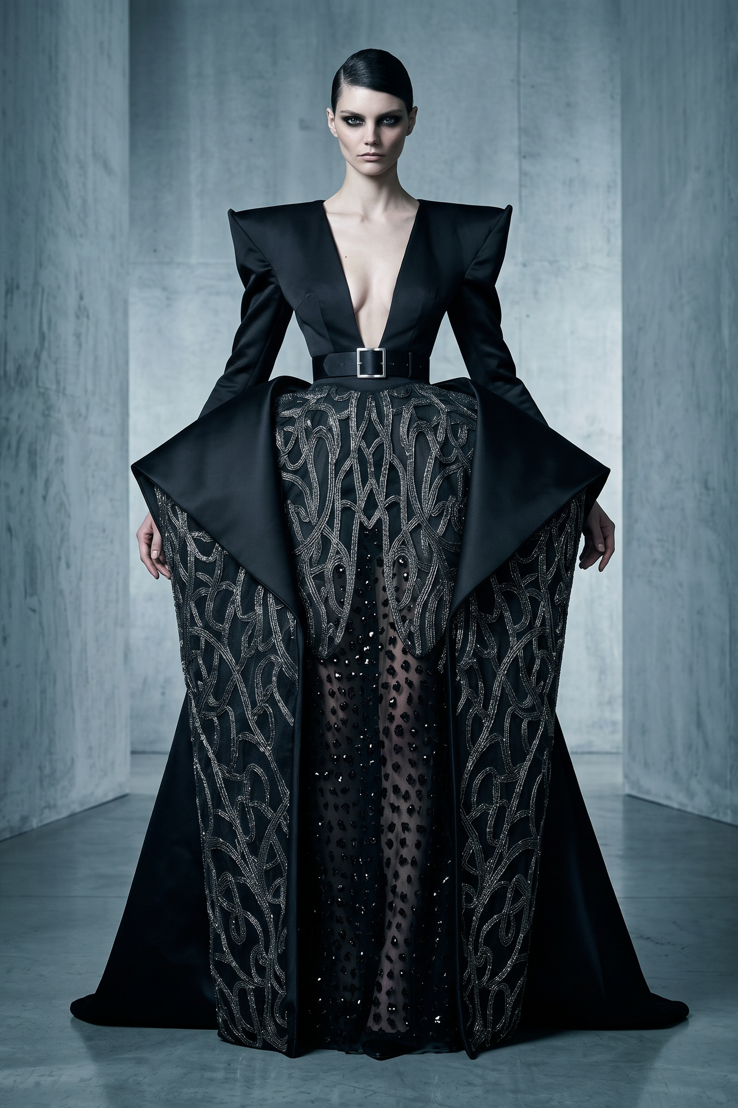 Long Sleeve V-Neck Gown