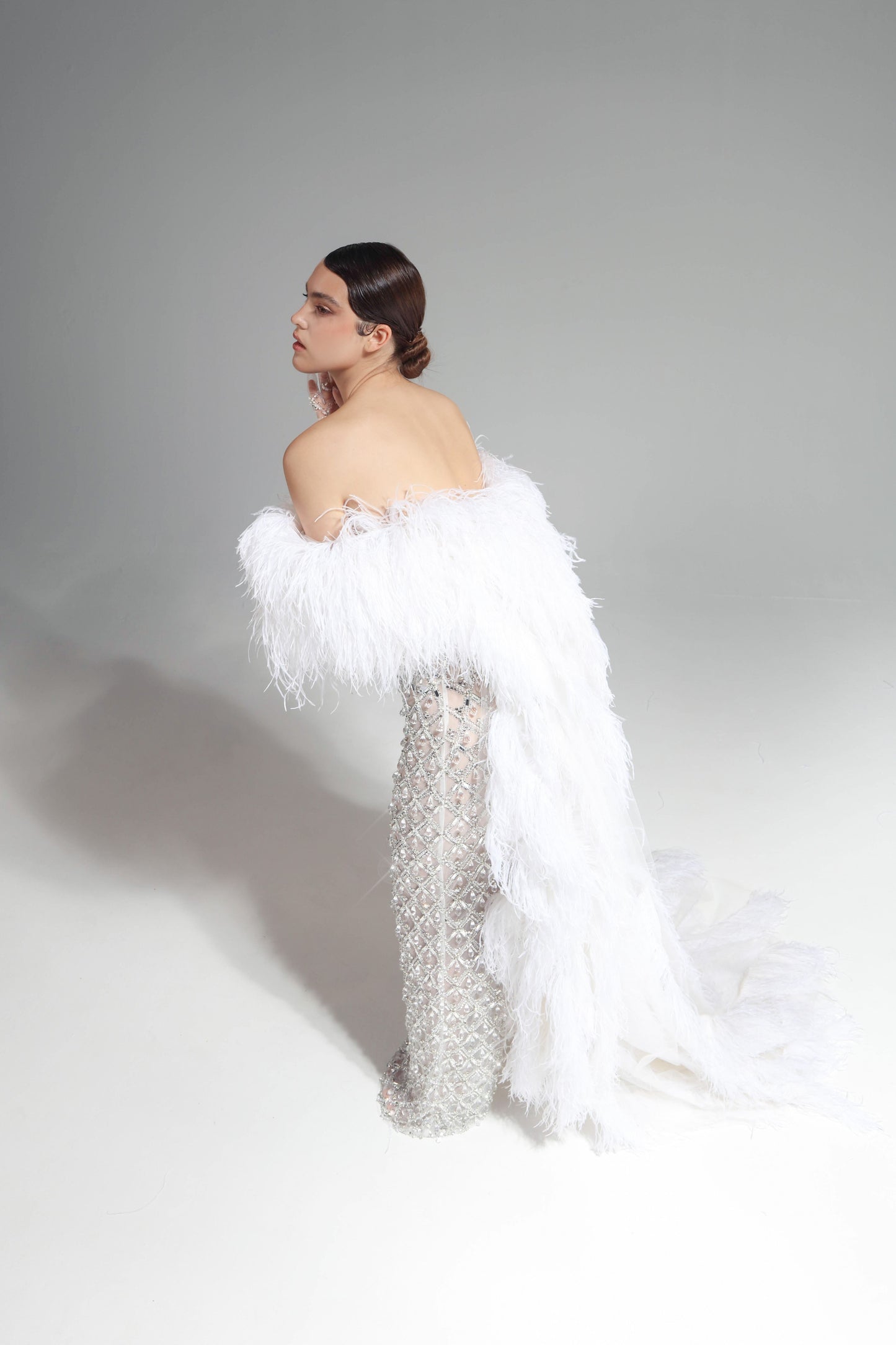 Feather Top and Crystal Skirt Two-Piece