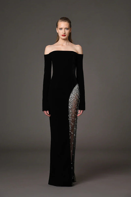 Embroidered High Slit Dress