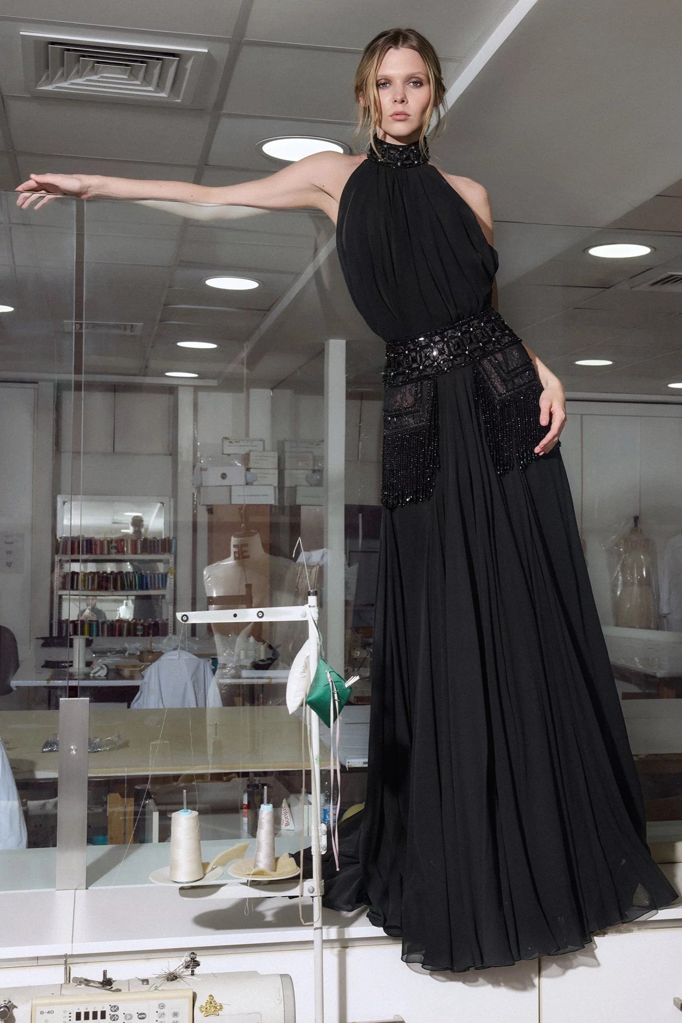Sleeveless Halter Gown
