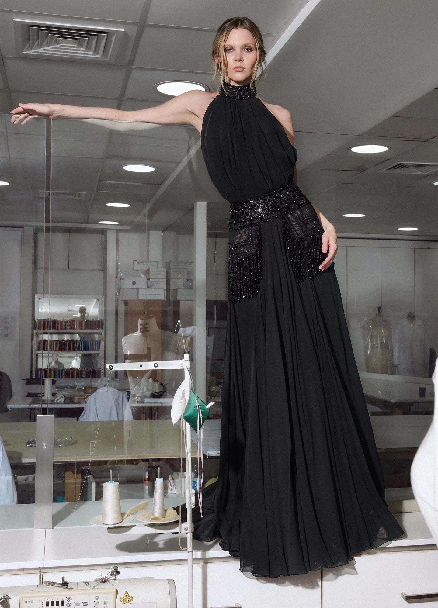Sleeveless Halter Gown