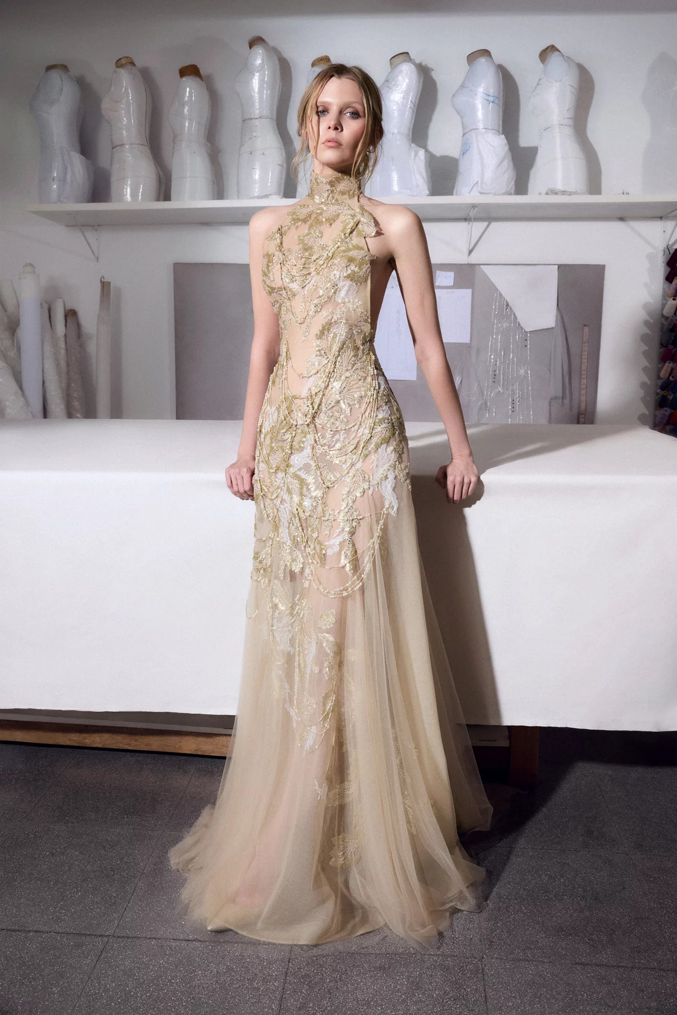 Sleeveless Halter Gown